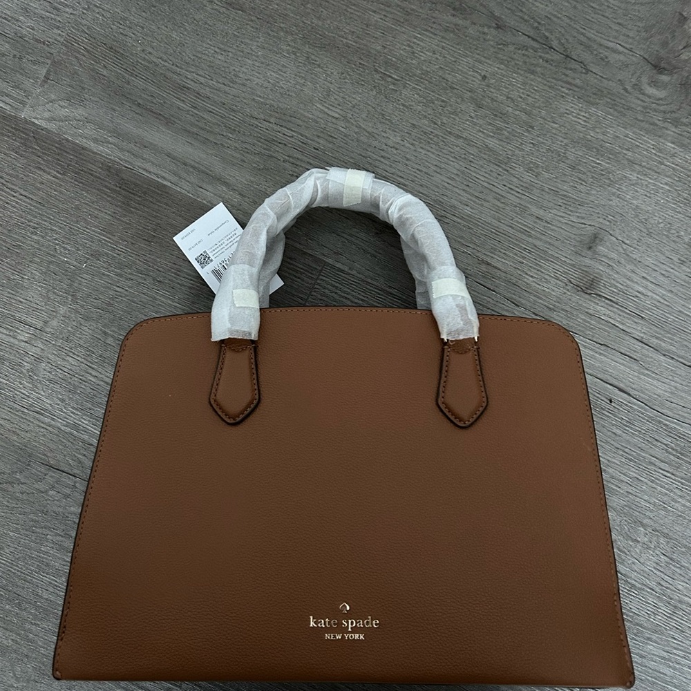 NEW WITH TAGS Kate Spade Brown Satchel with Textured Leather and Gold Hardware